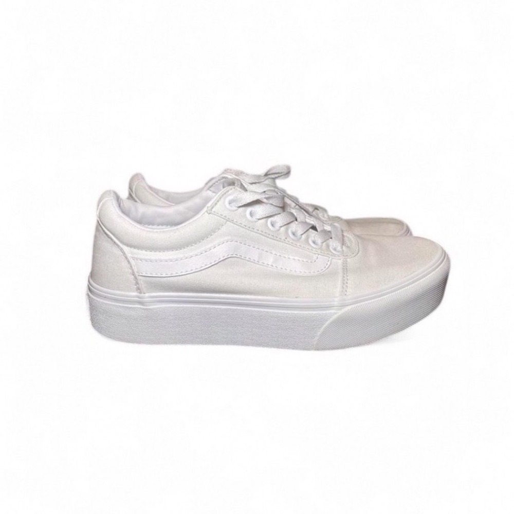 Vans Ward Platform Sneakers Women's 7.5 White Canvas | Grunge Skater Streetwear